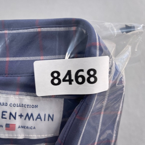 Mizzen+Main Leeward Collection Mens Large Trim Fit Button Down Shirt Blue Stripe - Picture 11 of 11